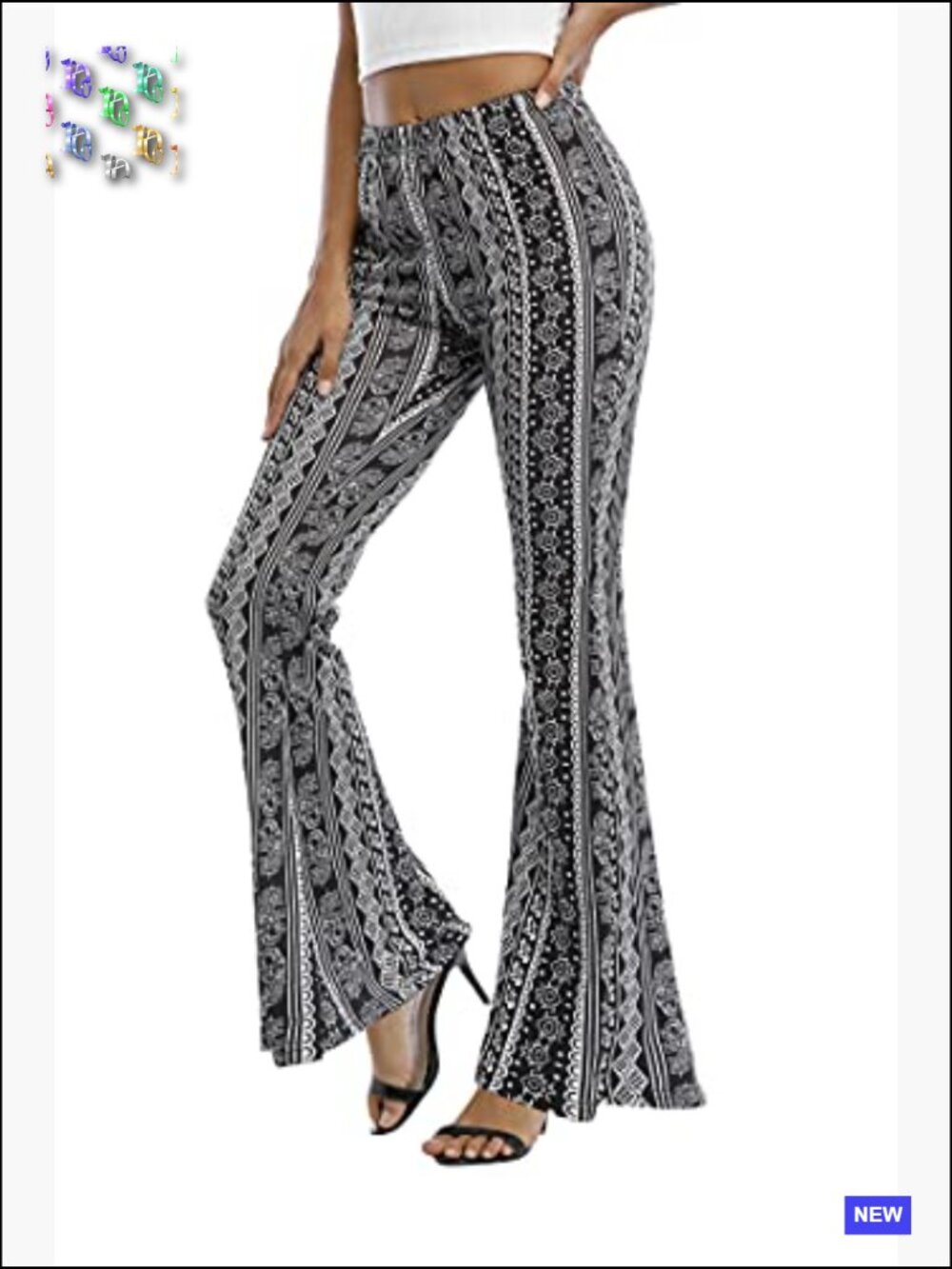 Flare Bell Bottom Palazzo Pants Stretchy Elastic Waist Boho Yoga Trousers - Picture 4 of 7